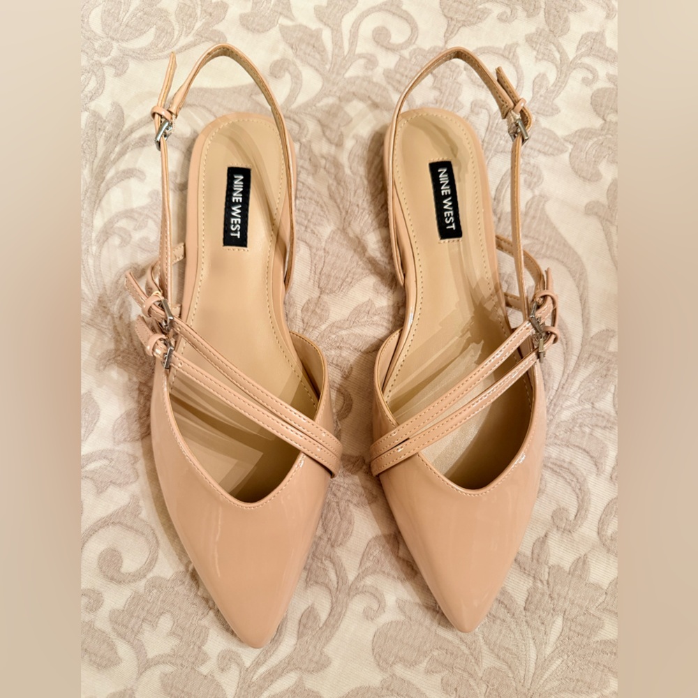 Nine West Women's light natural Slingback flats beley3 - Picture 1 of 6